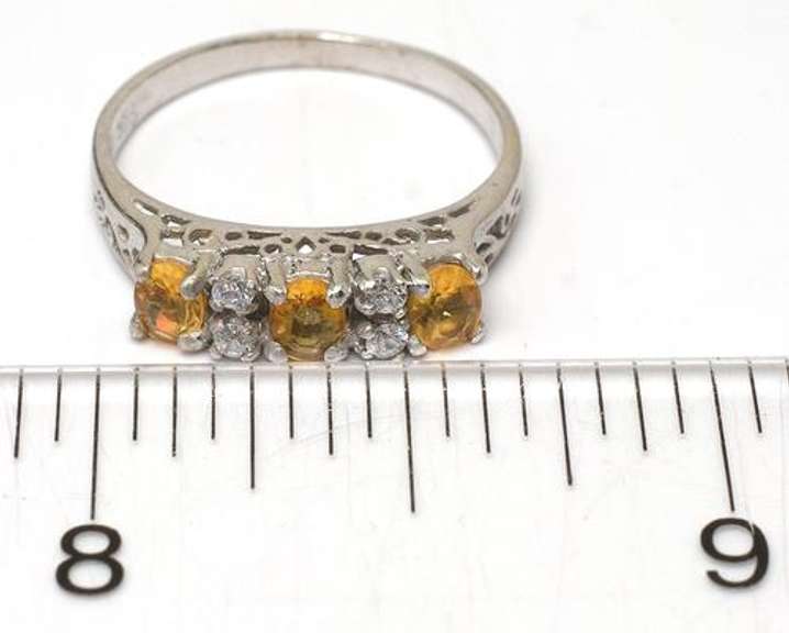 Citrine & CZ Sterling Silver Ring