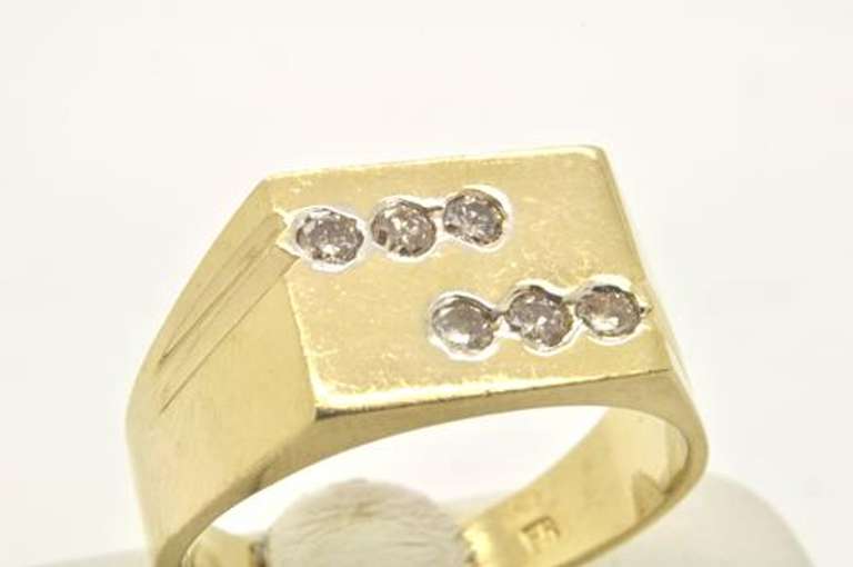 MENS 14 KT YELLOW GOLD DIAMOND RING