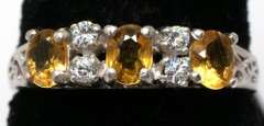 Citrine & CZ Sterling Silver Ring