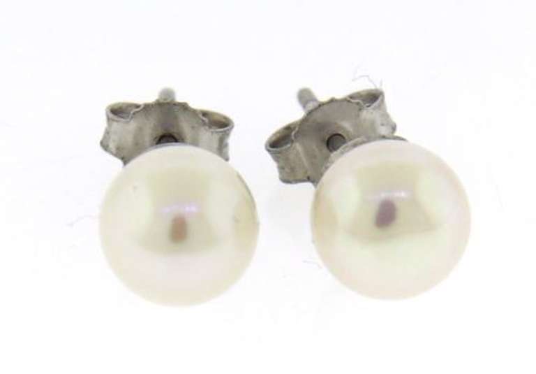 Sterling Silver 6-6.5mm Pearl Stud Earrings