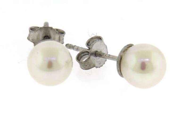 Sterling Silver 6-6.5mm Pearl Stud Earrings