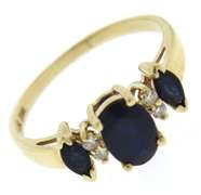Pretty Blue Sapphire Diamond Accent Ring