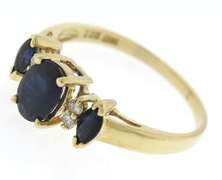 Pretty Blue Sapphire Diamond Accent Ring