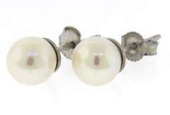 Sterling Silver 6-6.5mm Pearl Stud Earrings