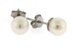 Sterling Silver 6-6.5mm Pearl Stud Earrings