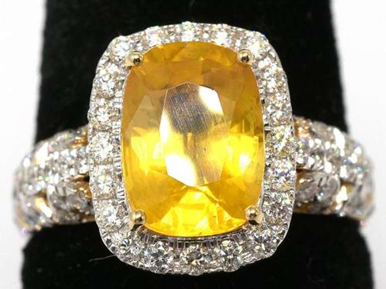 Yellow Sapphire & Diamond Ring in 14KT Yellow Gold
