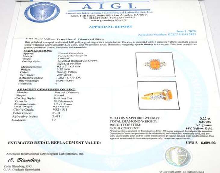Yellow Sapphire & Diamond Ring in 14KT Yellow Gold