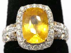 Yellow Sapphire & Diamond Ring in 14KT Yellow Gold