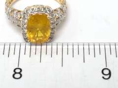 Yellow Sapphire & Diamond Ring in 14KT Yellow Gold