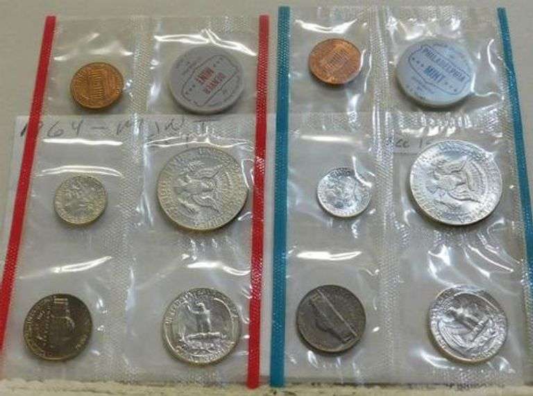 1964 Uncirculated Mint Set, Silver, both P and D coins