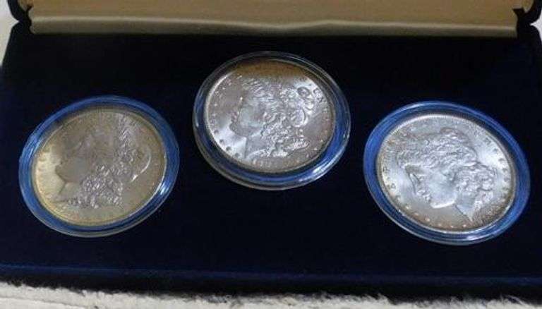 3 pc Unc Morgan Dollar Set, New Orleans coins, luster