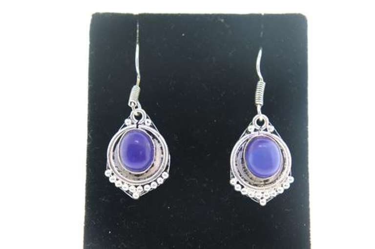 silvertone Gemstone Earrings