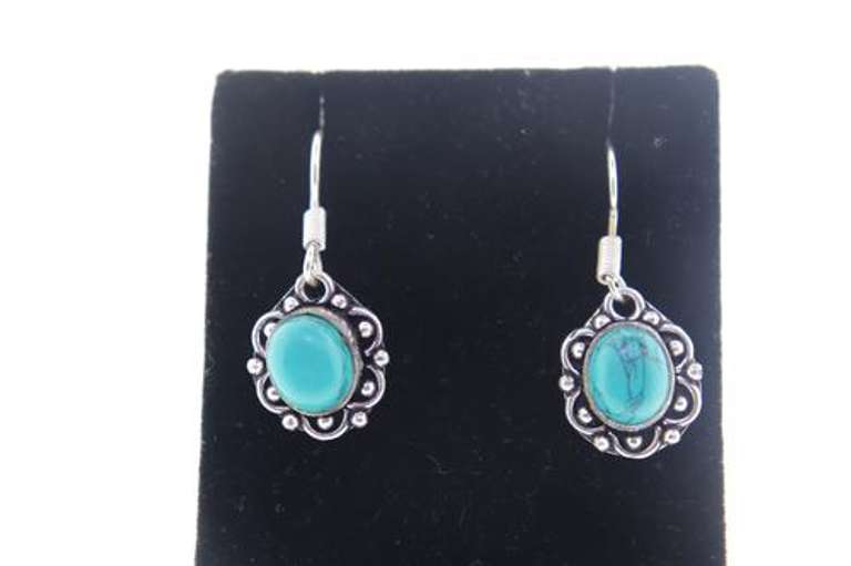 silvertone Gemstone Earrings