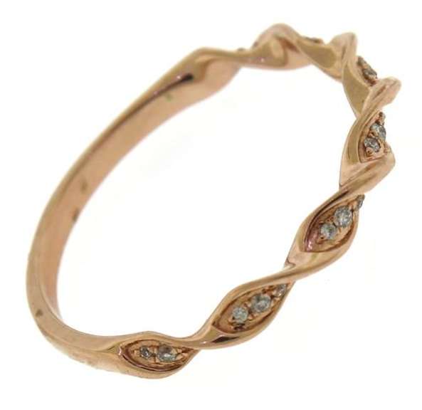 Delicate Stackable 14kt RG Diamond Wave Ring