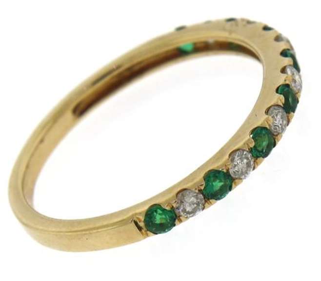 Charming Yellow Gold Diamond and Emerald Band