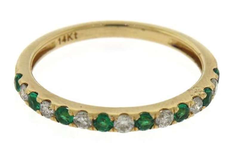 Charming Yellow Gold Diamond and Emerald Band