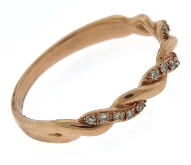 Stylish 14kt RG Twisted Diamond Ring