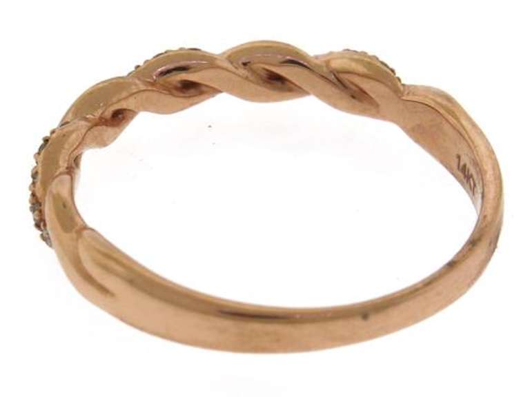 Stylish 14kt RG Twisted Diamond Ring