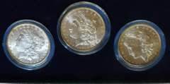 3 pc Unc Morgan Dollar Set, New Orleans coins, luster