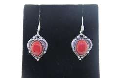 Silvertone Gemstone Dangle Earrings