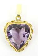 Beautiful 14K Gold Large Amethyst Heart Pendant
