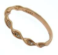 Delicate Stackable 14kt RG Diamond Wave Ring