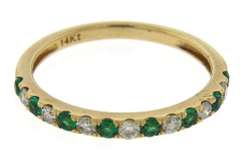 Charming Yellow Gold Diamond and Emerald Band