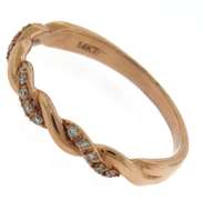 Stylish 14kt RG Twisted Diamond Ring