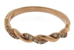 Stylish 14kt RG Twisted Diamond Ring