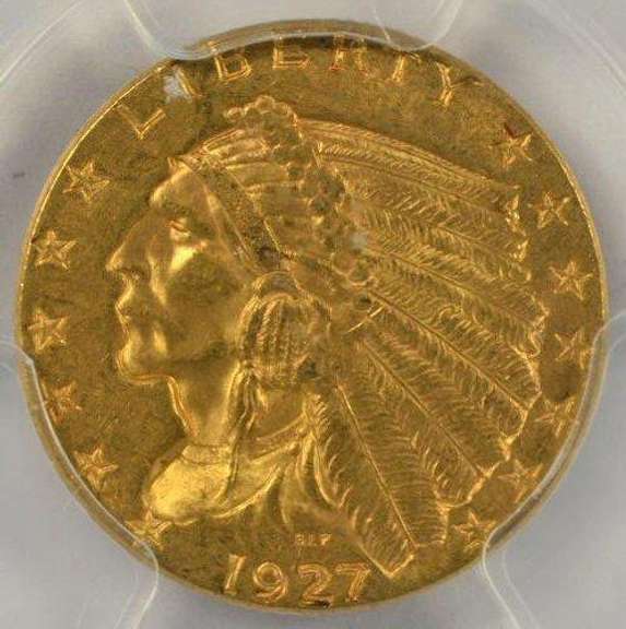 Very Choice BU 1929 $2.50 Indian Gold Piece. PCGS MS63