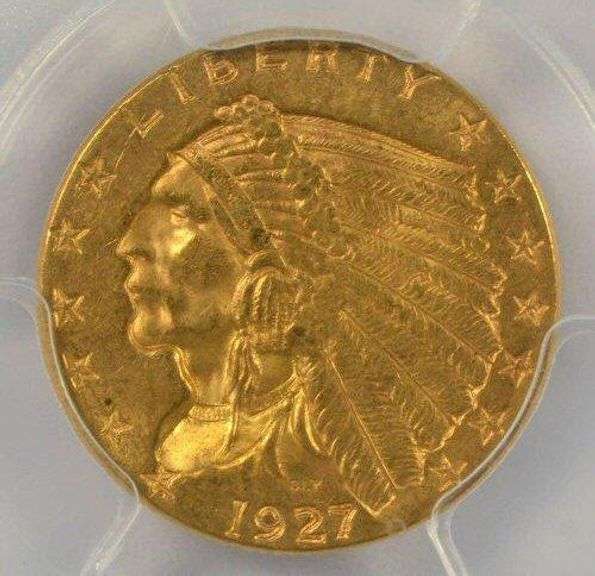 Stunning Choice BU 1927 $2.50 Indian Gold. PCGS MS63