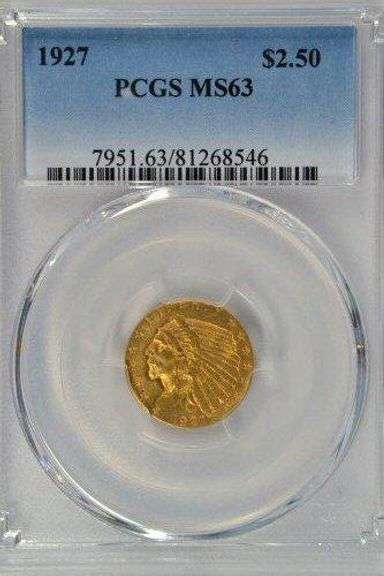 Stunning Choice BU 1927 $2.50 Indian Gold. PCGS MS63