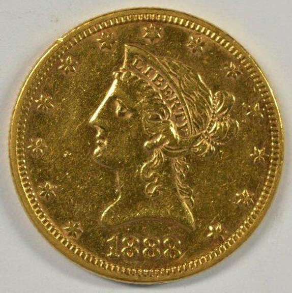 Reflective 1888 US $10 Liberty Gold Piece. Better date