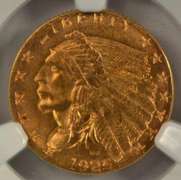 Basically Gem BU 1925-D US $2.50 Indian Gold. NGC MS64
