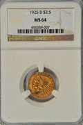 Basically Gem BU 1925-D US $2.50 Indian Gold. NGC MS64