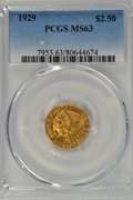 Very Choice BU 1929 $2.50 Indian Gold Piece. PCGS MS63