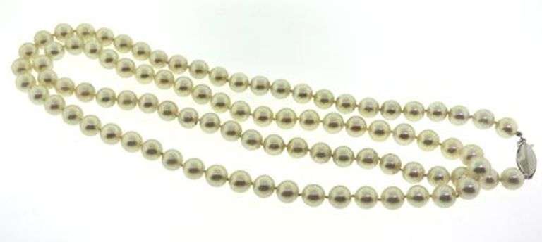 Iridescent 14kt WG Fresh Water 29" Opera Pearl Necklace