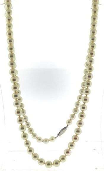 Iridescent 14kt WG Fresh Water 29" Opera Pearl Necklace