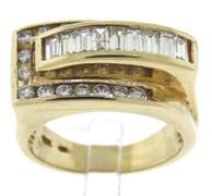 Dazzling RBC & Bagguette Diamond Buckle Style Ring