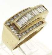 Dazzling RBC & Bagguette Diamond Buckle Style Ring