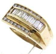 Dazzling RBC & Bagguette Diamond Buckle Style Ring