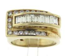 Dazzling RBC & Bagguette Diamond Buckle Style Ring