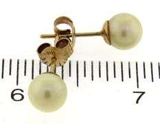 Pretty Yellow Gold 8mm Golden Pearl Stud Earrings