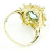 Ornate Vintage 10K Large Aqua Ring, Size 6.25