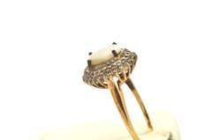 LADIES GOLD DIAMOND AND OPAL RING