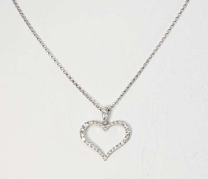 Charming Diamond Heart Pendant in 14K WG