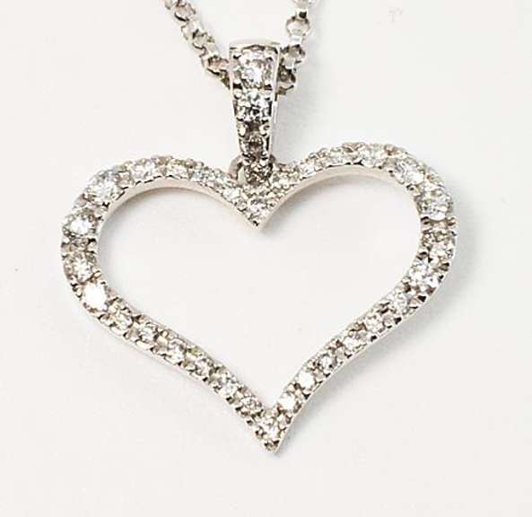 Charming Diamond Heart Pendant in 14K WG