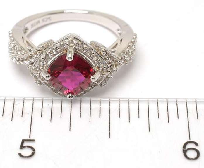 Gemstone Sterling Silver Ring with CZs.