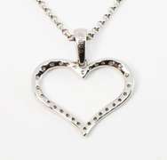 Charming Diamond Heart Pendant in 14K WG