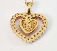 Adorable Pink Sapphire & Dia. 14K  Heart Necklace